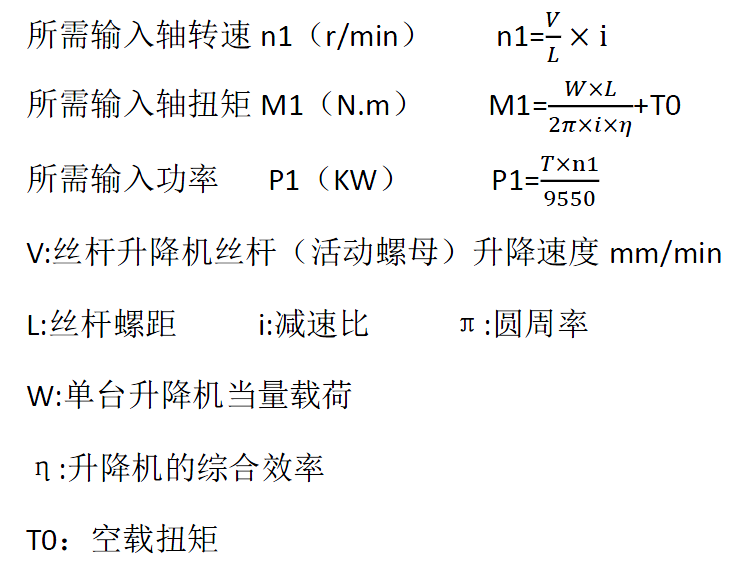 絲杆升降機功率計算