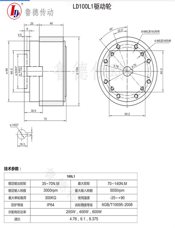 AGV行（háng）走輪LD100L1驅動輪圖形